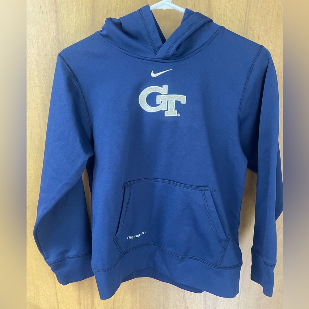 Nike Therma Fit Georgia Tech Boy’s Size M Hoodie GT Hooded Sweatshirt Navy